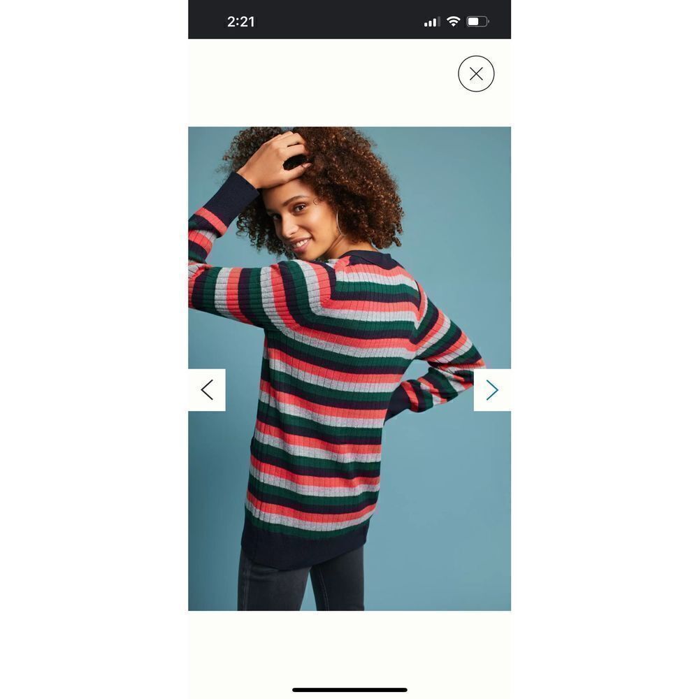 Anthropologie Moth Jamison Striped Cardigan Sweater Large